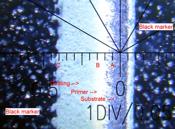 annotated close-up through universal scope